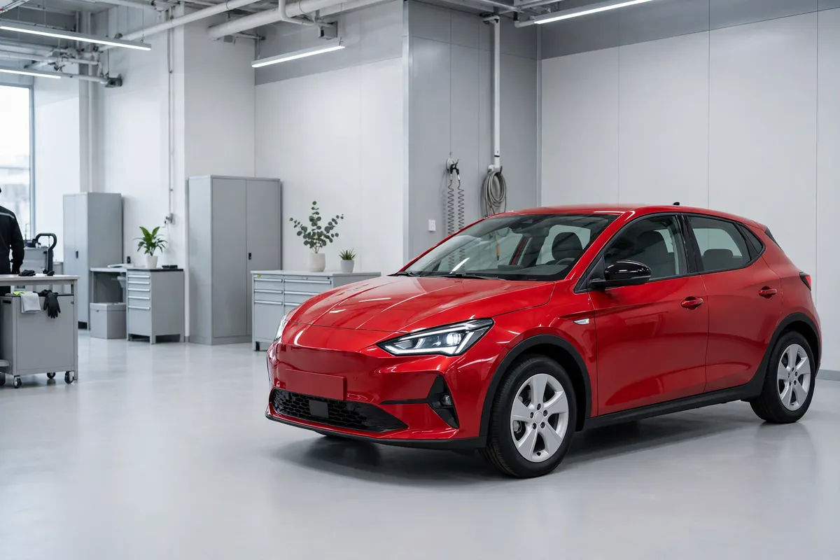 A hatchback in the workshop