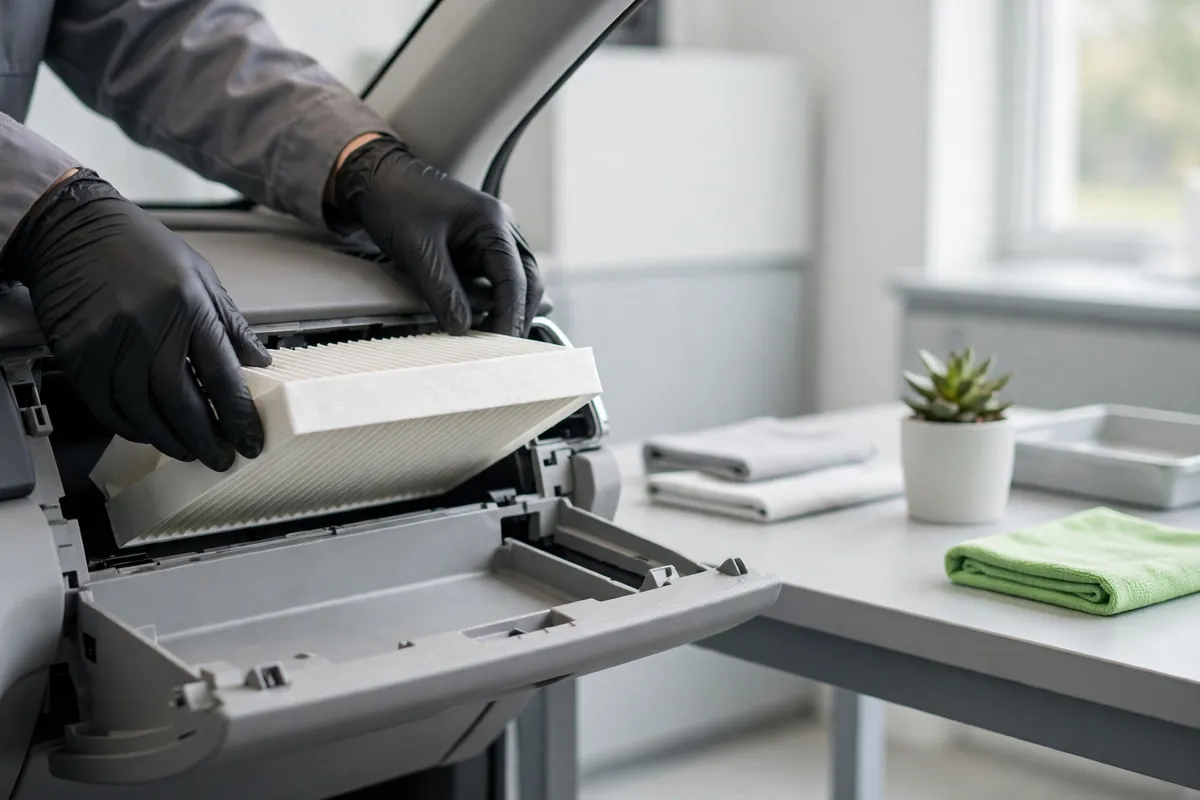 A cabin air filter being fitted