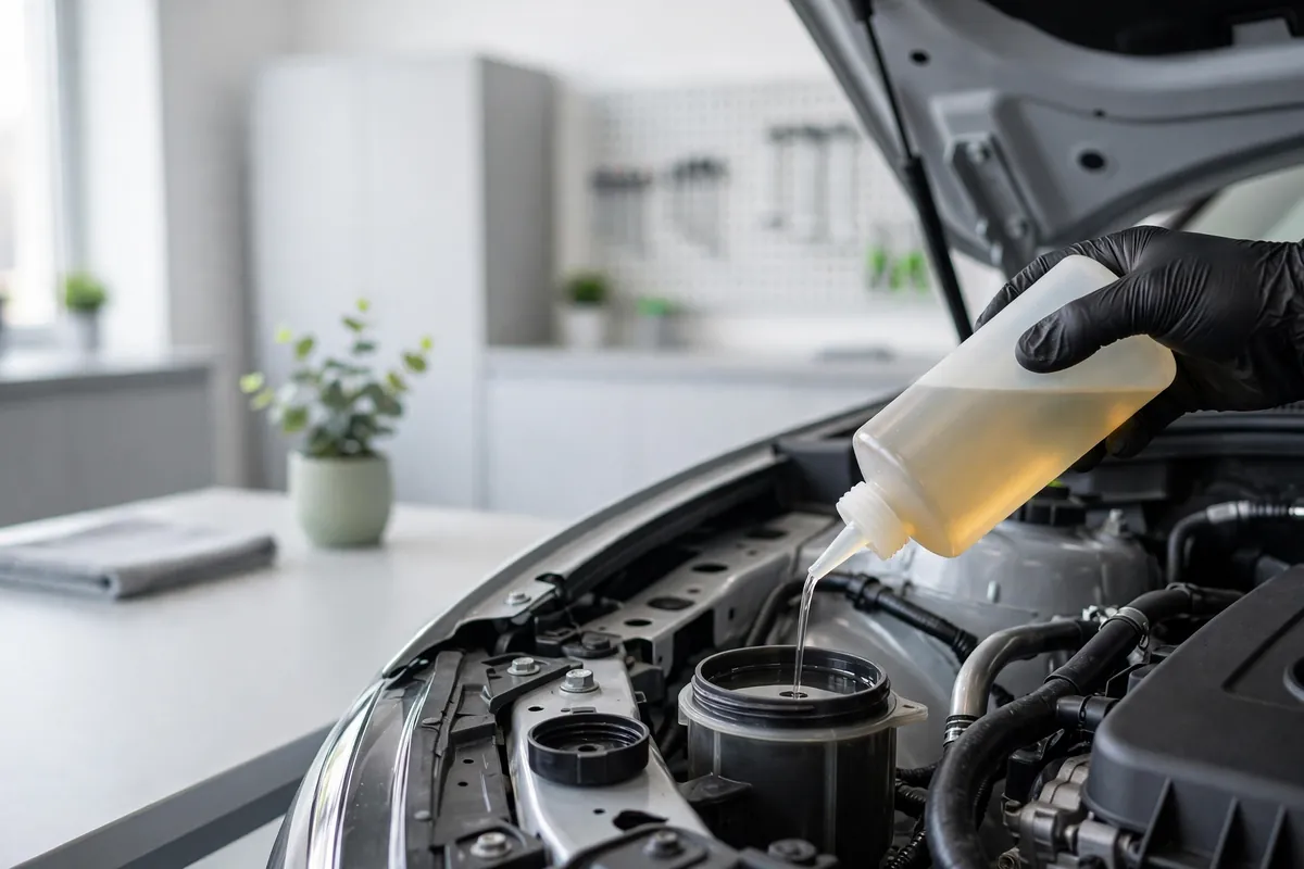 Brake fluid being topped up