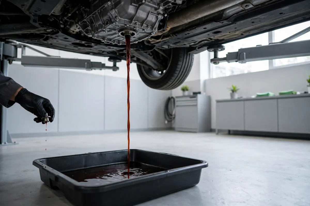 Transmission fluid being drained