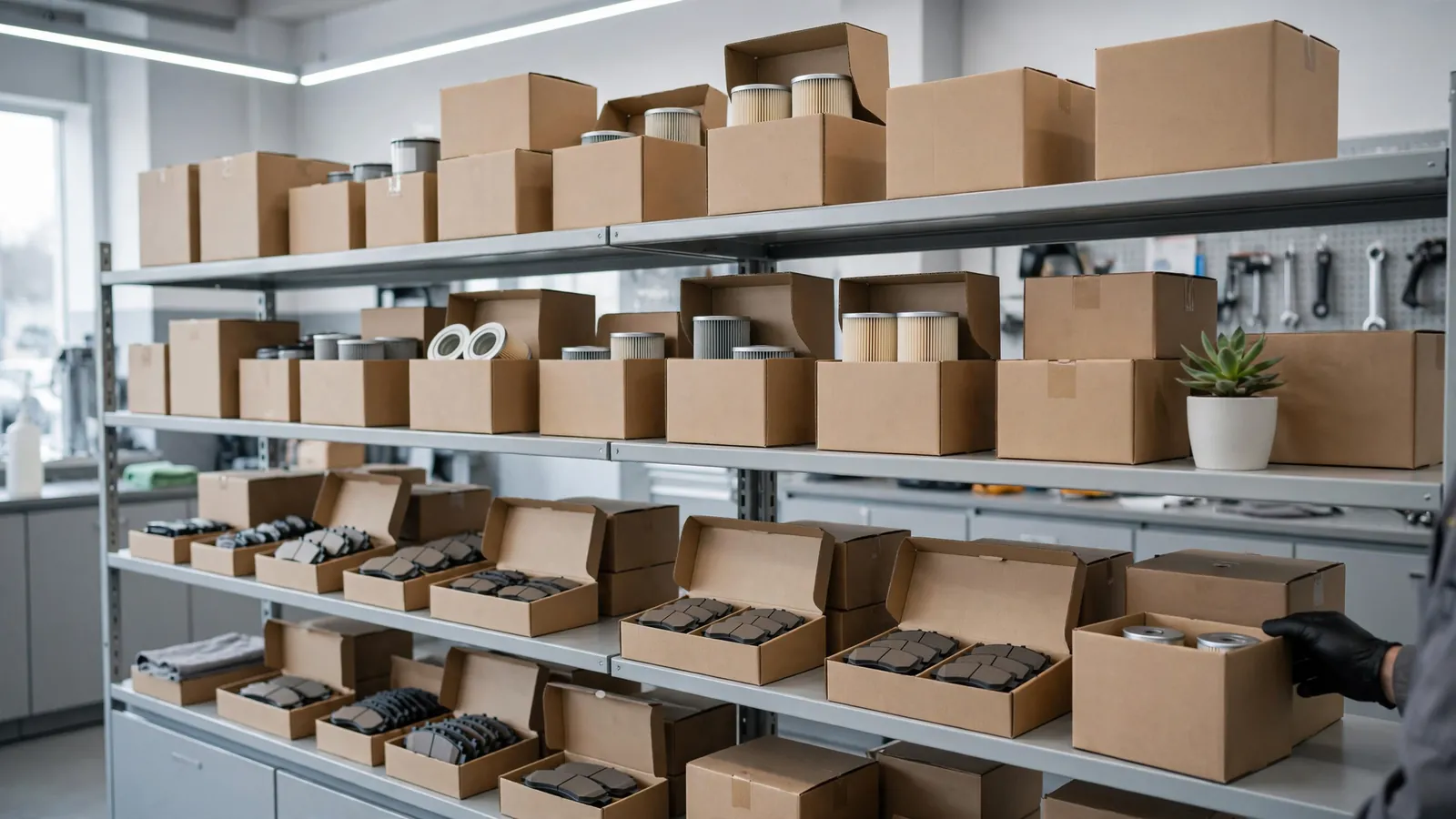 Shelves of auto parts