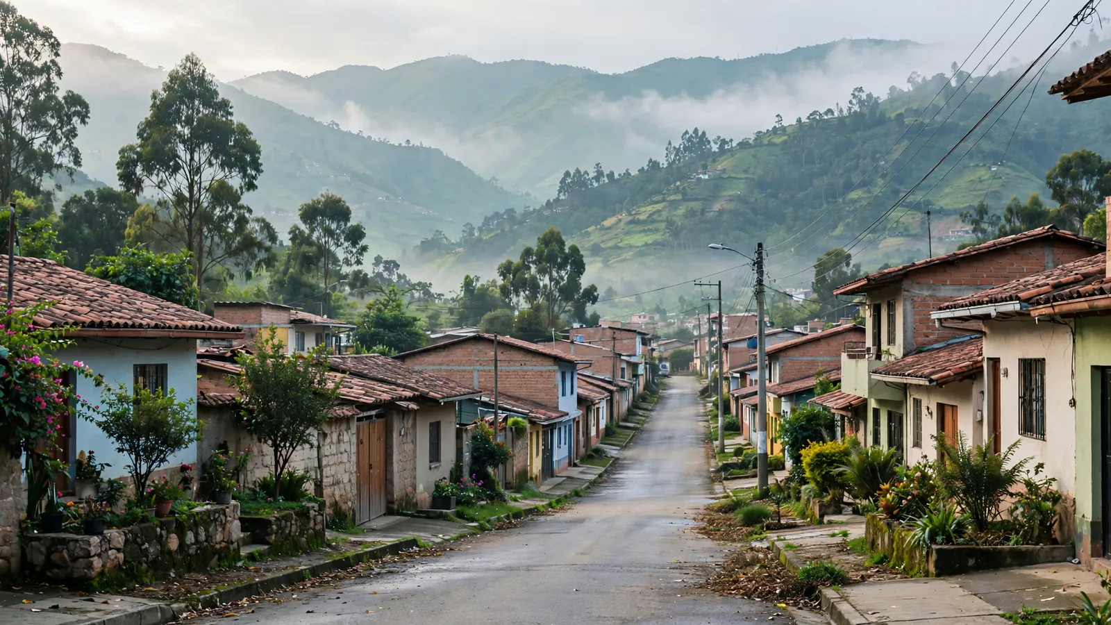 A morning street in Ibagué with mountains