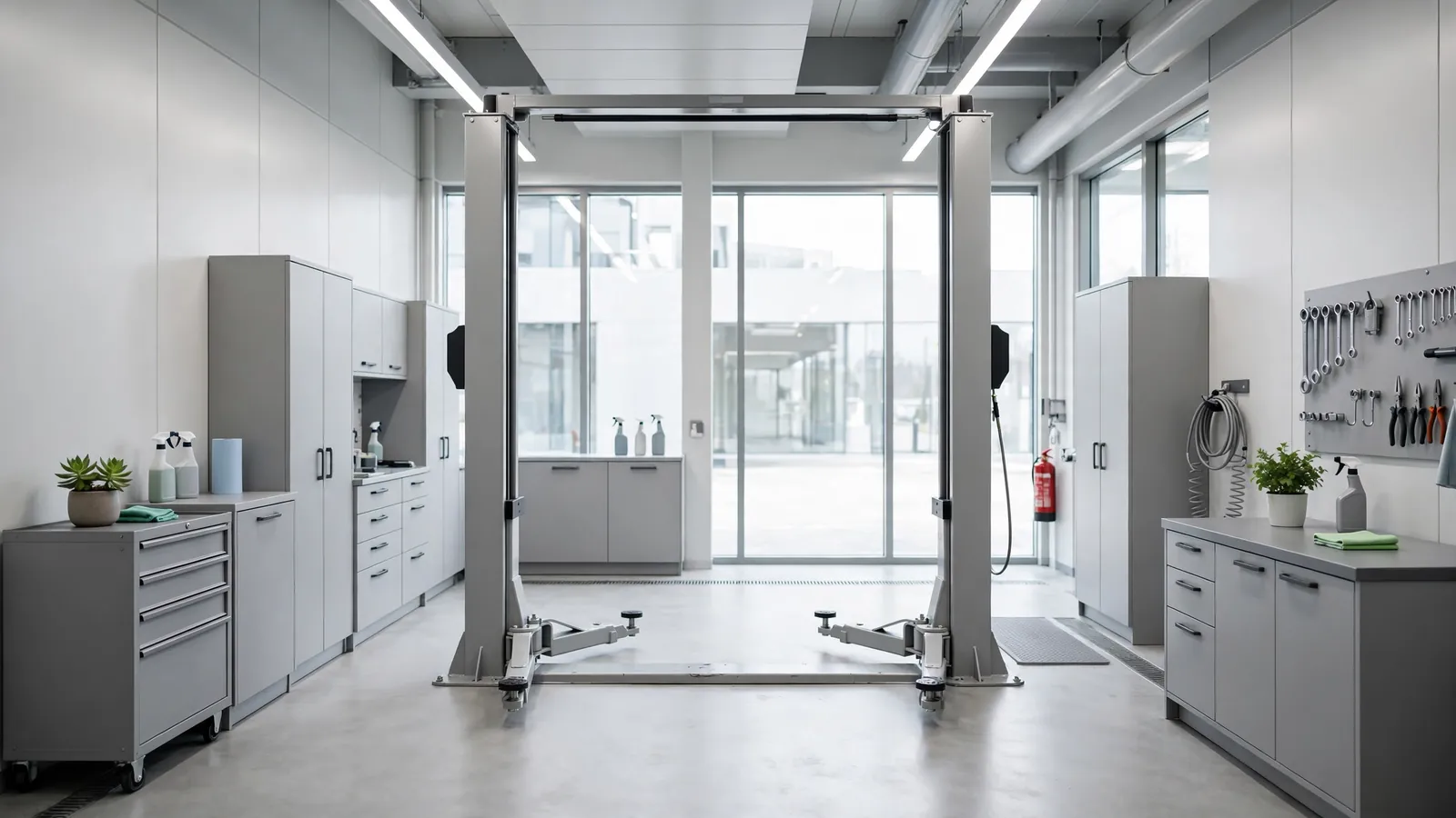 An empty workshop bay